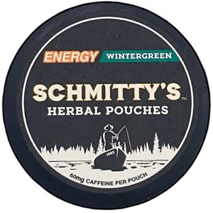 Schmitty’s Herbal Snuff Energy Pouches – Wintergreen – Nicotine-Free and Tobacco-Free – 1 Can