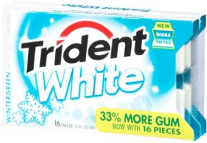 Trident White Gum Wintergreen Sugar Free 9 packs of 16 pieces (18 per case)