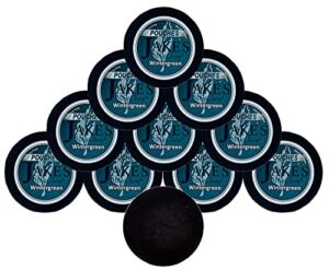 Jake’s Mint Chew Wintergreen Pouch 10 Cans with DC Crafts Nation Skin Can Cover – Black