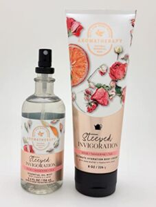 Bath & Body Works – 2 pc Bundle – Aromatherapy – Rose +Tangerine + Tea – Essential Oil Mist 5.3 fl oz & Ultimate Hydration Body Cream – 8 oz.