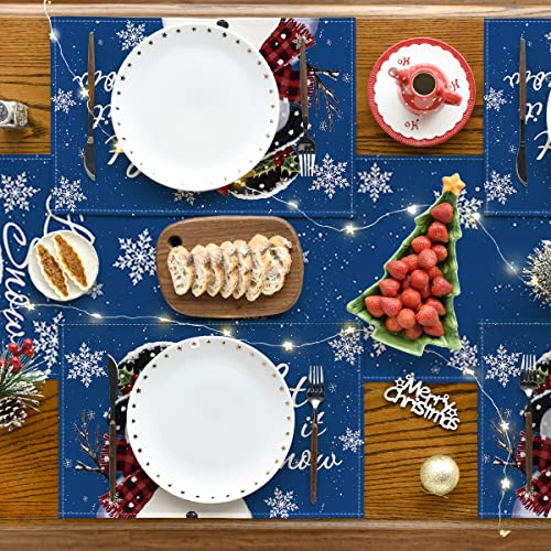 Artoid Mode Blue Snowman Let It Snow Winter Placemats Set of 4, 12×18 Inch Seasonal Christmas Holiday Table Mats for Party Kitchen Dining Decoration | The Storepaperoomates Retail Market - Fast Affordable Shopping