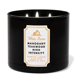 Bath and Body Works, White Barn 3-Wick Candle w/Essential Oils – 14.5 oz – 2021 Core Scents! (Mahogany Teakwood)