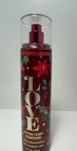 Bath and Body Works Love Cotton Candy Champagne Fine Fragrance Mist 8 Ounce Full Size Mist Red Festive Holiday Bottle