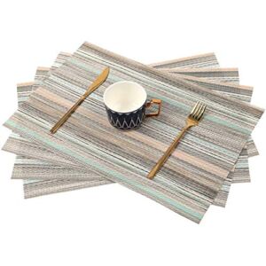 Sayopin Placemats, Placemats Set of 4, Woven Vinyl Placemats, Placemats for Dining Table, Place Mats Indoor, Easy to Wipe Clean Table Placemats, Washable Placemats for Everyday Use