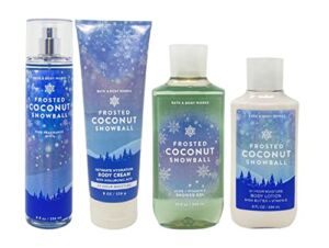 Bath and Body Works Frosted Coconut Snowball 4 Piece Deluxe Gift Set – Includes Fine Fragrance Mist, Ultimate Hydration Body Cream, Body Lotion, and Shower Gel – Full Size
