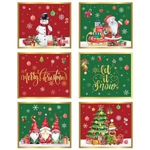 Christmas Placemats Set of 6, 14 x 12 Inch Plastic Christmas Place Mats Christmas Dining Table Mats Red and Green Snowman Placemats for Kitchen Farmhouse Party Decoration Supplies (Snowman)
