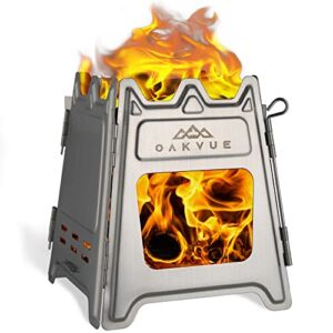 OAKVUE Mini Camping Stove – Ultralight Backpacking Stove – Stainless Steel Survival Solo Stove – Wood Burning Stove for Outdoor Activities – Portable Fire Stove for Picnic, BBQ, Camp, Hiking, Cooking
