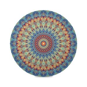 Qilmy Mandala Round Placemats Non-Slip Washable Polyester Table Mats Set of 4 Heat Resistant Placemats for Kitchen Dining Table Decoration