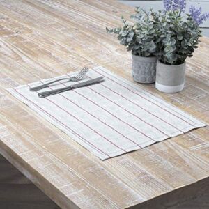 VHC Brands Charley Striped Linen Farmhouse Tabletop Kitchen Placemat Set of 6, Set 12×18, Red