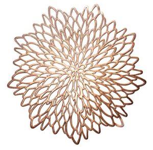 ” OCCASIONS” 10 Pieces Pack Pressed Vinyl Metallic Placemats/Wedding Accent Centerpiece Placemat (Leaf, Rose Gold)