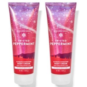 Bath and Body Works Gift Set of of 2 – 8 oz Body Cream – (Twisted Peppermint)