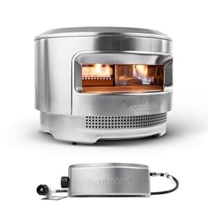 Solo Stove Pi Pizza Oven, Wood & Gas Burner | Incl. Stainless Steel Outdoor Pizza Maker, Wood Burning Assembly, Gas Burner, Cordierite Pizza Stone (13 mm thick), H: 15.125 in x Dia: 20.5 in, 30.5 lbs