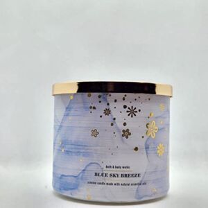 Bath & Body Works, White Barn 3-Wick Candle w/Essential Oils – 14.5 oz – 2022 Spring Scents (Blue Sky Breeze)