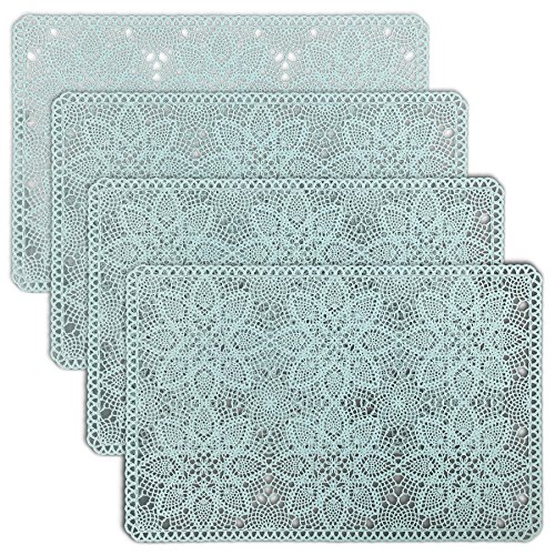 Cait Chapman Home Fashion Solid Rigid Lace Vinyl Placemats (Blue Turquoise), Set of 4 | The Storepaperoomates Retail Market - Fast Affordable Shopping