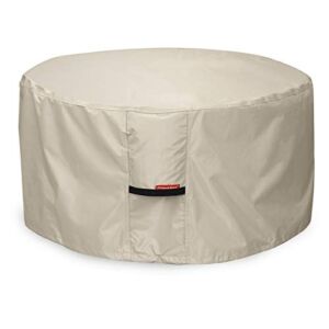 Porch Shield Fire Pit Cover – Waterproof 600D Heavy Duty Round Patio Fire Bowl Cover Beige – 32 inch