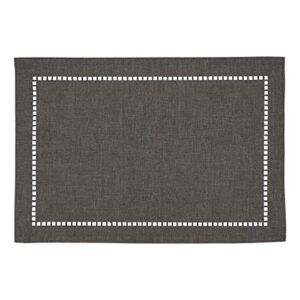 Saro Lifestyle Hadleigh Collection Laser-Cut Hemstitch Placemats (Set of 4), 13″ x 19″, Charcoal