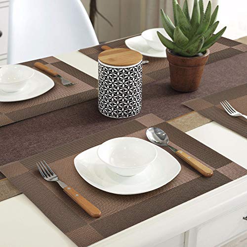 Newk Placemat, Set of 8, Crossweave Vinyl Woven Table Mats, Insulation Washable Table Mats Set (Brown) | The Storepaperoomates Retail Market - Fast Affordable Shopping