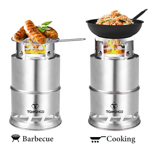TOM SHOO Portable Folding Windproof Wood Burning Stove Compact Stainless Steel Alcohol Stove Outdoor Camping Hiking Backpacking Picnic BBQ | The Storepaperoomates Retail Market - Fast Affordable Shopping