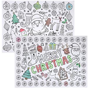 Iconikal Color-Your-Own 2-Sided Reversible Disposable Paper Place Mats, Christmas, 14 x 10-Inches, 22-Count