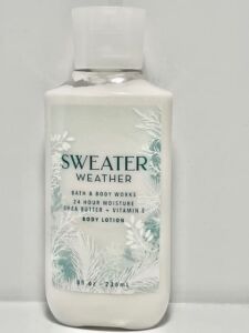 Bath and Body Works Sweater Weather Lotion 8 Ounce Full Size Blue Winter Forest Label