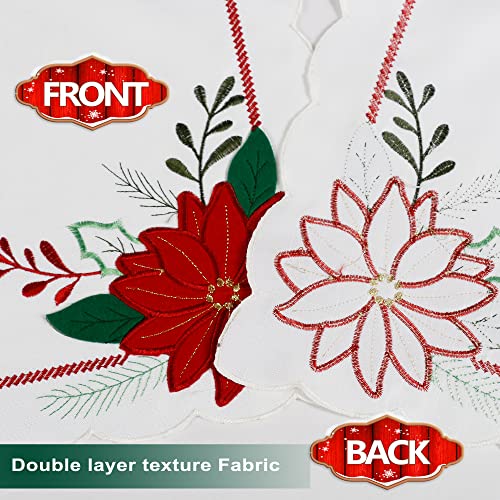 OWENIE Christmas Placemats Set of 4, Embroidered Holiday Christmas Poinsettia White Table Mats for Dining Table , Holiday Table Top Decorations with Red and Green Applique ( White, 13″x19″ ) | The Storepaperoomates Retail Market - Fast Affordable Shopping