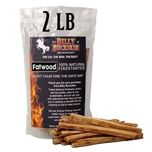 Billy Buckskin Co. 2 lb. Fatwood Fire Starter Sticks | Start a Fire with just 2 Sticks | Firestarters for Indoor Fireplace | Works in Any Weather Conditions | Natural Fire Starters