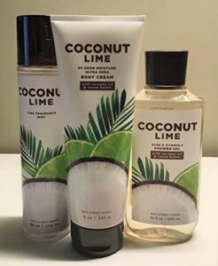 Bath and Body Works Coconut Lime 3 Piece Set Shower Gel, Body Cream, Fine Fragrance Mist