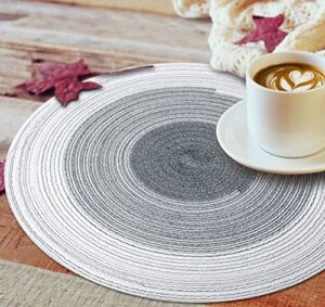 YIGEYIGE Round Placemats Set of 4, The Place Mats is Suitable for Holiday Parties, Family Gatherings and Daily Use,14.2” (Steel Gray, 4)