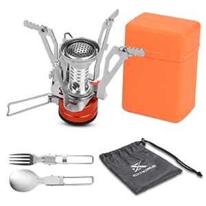 Extremus Portable Camping Stove, Backpacking Stove, Hiking Stove, Pocket Stove, Mini Camp Stove, Compact Wind Resistant Camping Stove for Backpacking, Hiking, Camping, and Tailgating, Ultralight