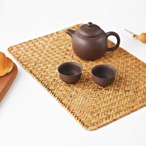 4 Pack Rectangular Woven Placemats, Natural Seagrass Place Mats, 17″ x 12″, Rattan Wicker Table Mats for Dining Table
