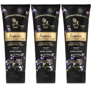 Bath & Body Works Aromatherapy Body Cream with Natural Essential Oils, 8 oz each – 3 Pack (Violet Sandalwood Eucalyptus)