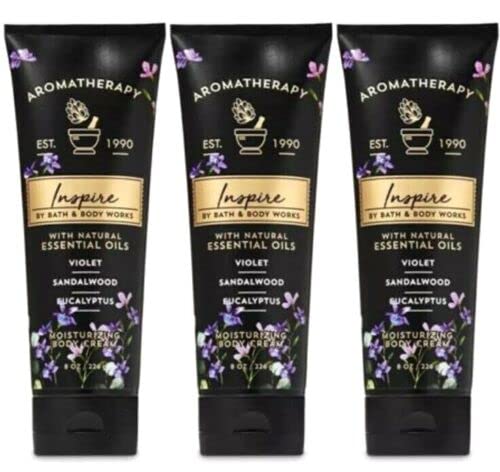 Bath & Body Works Aromatherapy Body Cream with Natural Essential Oils, 8 oz each – 3 Pack (Violet Sandalwood Eucalyptus) | The Storepaperoomates Retail Market - Fast Affordable Shopping