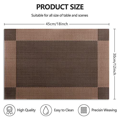 Placemats Set of 4 Table Mats – Vinyl Woven Dinning Placemat for Kitchen Washable Heat Resistant Non Slip, Brown – puphutu | The Storepaperoomates Retail Market - Fast Affordable Shopping