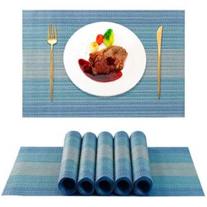 Placemats Set of 6 for Dining Table Washable Fabric Heat Resistant PVC Waterproof Woven Vinyl Indoor Table Mats for Home Kitchen Restaurant Christmas Party
