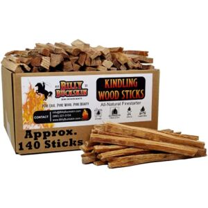 BILLY BUCKSKIN HOME & BEAUTY Kiln Dried Kindling Wood Sticks | Ready to Use Starter Firewood | The Perfect Size to Start Fires | All-Natural Firestarter Firewood | Approx. 140 Sticks per Box