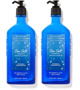 Bath & Body Works Aromatherapy SEA SALT Mimosa + Spearmint – Body Lotion – Pack of 2 – Full Size