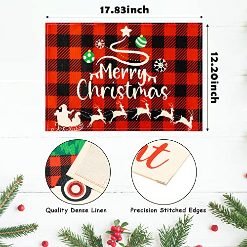 AwserTantue 6Pcs Merry and Bright Buffalo Plaid Christmas Placemats, Merry Christmas Winter Snowflake Truck Xmas Tree Table Mats Washable Place Mat for Xmas Party Home Dining Table Decor, 12 x 18 Inch | The Storepaperoomates Retail Market - Fast Affordable Shopping