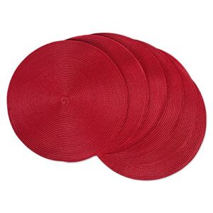 DII Classic Woven Tabletop Collection, Indoor/Outdoor Placemat Set, Round, 15″ Diameter, Tango Red, 6 Piece