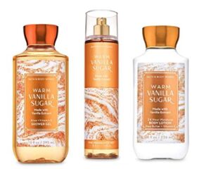 B & Body Works Warm Vanilla Sugar – Full Size Set – Shower Gel, Body Lotion, Fine Fragrance Mist