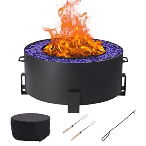 Grepatio Fire Pit,Outdoor Smokeless 27 in Stove Bonfire Firepit for Outside,Stainless Steel Wood Burning Firebowl for Backyard,Silver (Black)