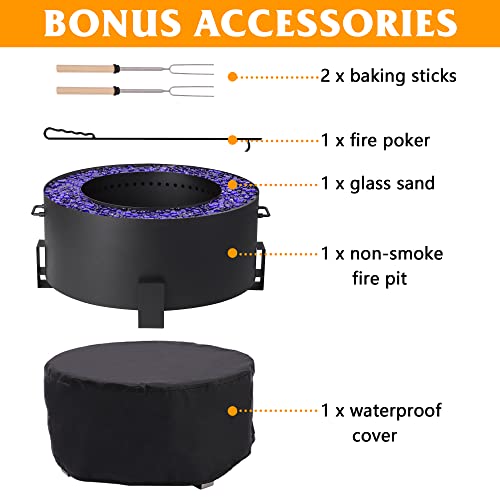 Grepatio Fire Pit,Outdoor Smokeless 27 in Stove Bonfire Firepit for Outside,Stainless Steel Wood Burning Firebowl for Backyard,Silver (Black) | The Storepaperoomates Retail Market - Fast Affordable Shopping