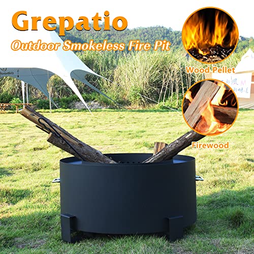 Grepatio Fire Pit,Outdoor Smokeless 27 in Stove Bonfire Firepit for Outside,Stainless Steel Wood Burning Firebowl for Backyard,Silver (Black) | The Storepaperoomates Retail Market - Fast Affordable Shopping