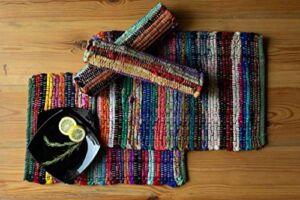 Chardin home Eco Friendly Rainbow Multi Chindi Placemats (Set of 4 mats), Size: 13″x19″