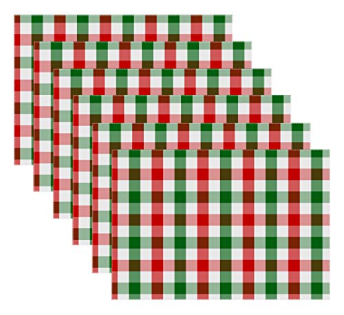 Urban Villa, 100% Cotton Fused Place Mats , Christmas Special,14”x 20” Over Sized ,Set of 6 Red/Green/White Buffalo Check Plaid , Every Day Use ,Heavier Quality | The Storepaperoomates Retail Market - Fast Affordable Shopping