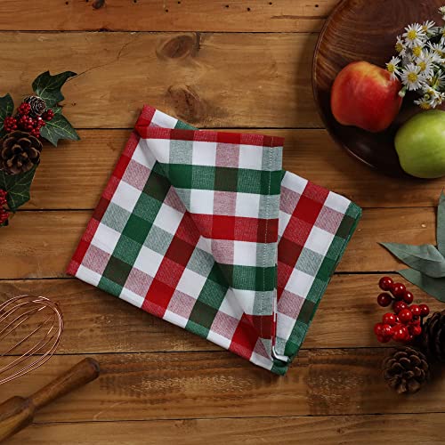 Urban Villa, 100% Cotton Fused Place Mats , Christmas Special,14”x 20” Over Sized ,Set of 6 Red/Green/White Buffalo Check Plaid , Every Day Use ,Heavier Quality | The Storepaperoomates Retail Market - Fast Affordable Shopping