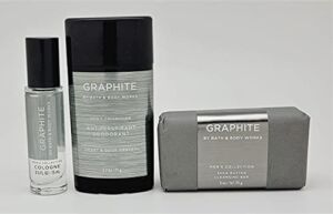 Graphite – Men’s Collection – 3 pc Bundle – Mini Cologne, Antiperspirant Deodorant and Shea Butter Cleansing Bar
