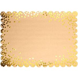 Blue Panda Kraft Scalloped Paper Placemats with Gold Foil Polka Dots – Pack of 50