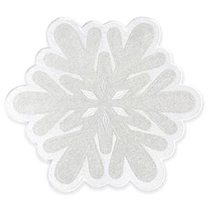 Feuille Silver Christmas Placemats Set of 4 Glitter Snowflake Placemats Polyester Winter Placemats Xmas Placemats Perfect for Christmas Decorations Indoor (13×15 Inch)