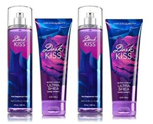 Bath & Body Works Dark Kiss Deluxe Gift Set 2 Fragrance Mist & 2 Body Cream Full Size Lot of 4