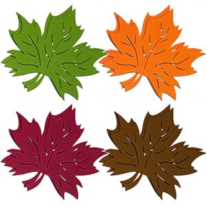 8 Pcs Fall Maple Leaf Placemats Thanksgiving Harvest Maple Leaf Shaped Placemats Felt Non-Slip Heat Resistant Table Mats Coasters Tablecloth for Autumn Fall Home Dinner Decorations(12.8 x 12.8 Inch)